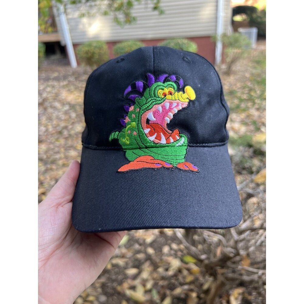 Vintage Y2K rare Monster.com dinosaur Nessie black cap embroidered streetwear
